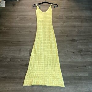 🆕 Open Knit Crochet Maxi Dress - Pastel Yellow